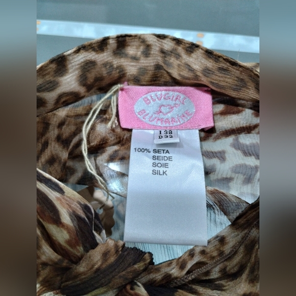 Blugirl By Blumarine size 4 ITA 38 silk leopard print sheer blouse - Picture 6 of 6